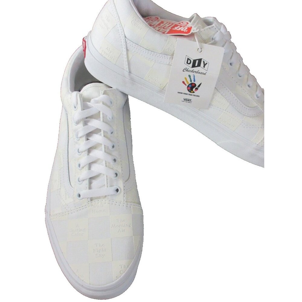 Vans Men's Old Skool DIY Checkerboard True White Canvas Shoes Size 13 NIB - Picture 4 of 5